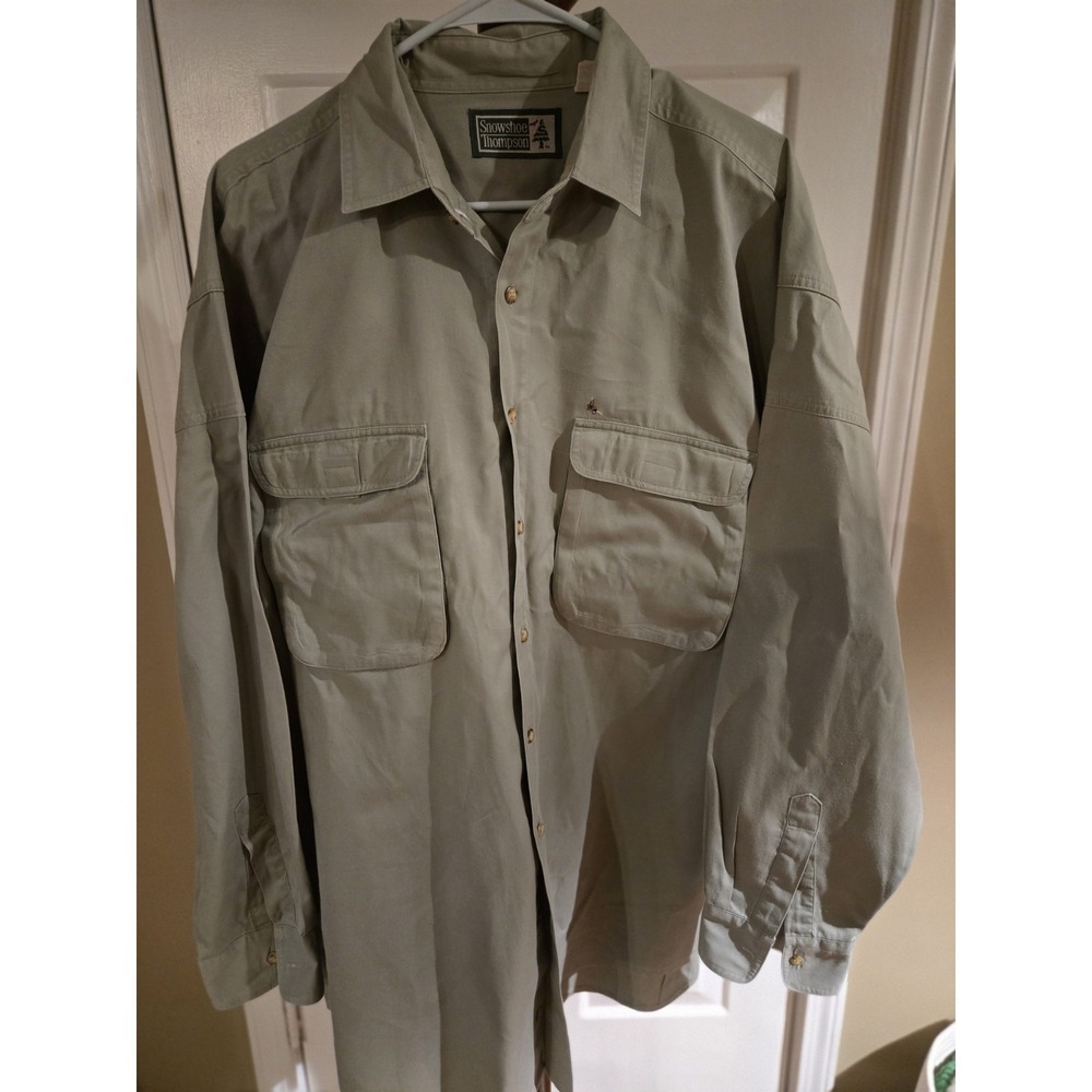 Vintage‎ Snowshoe Thompson Fishing Shirt XL Tall Fly Fishing Cotton Made Hong...